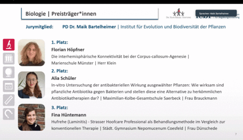 Dr Hans Riegel Fachpreise F R Florian H Pfner Preis In Biologie Und Alexander Meidt